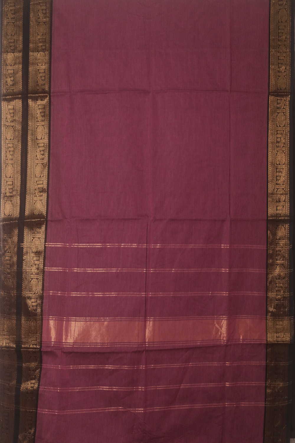 Rust Pink with Zari Border Kanchipuram Cotton saree - Image 2