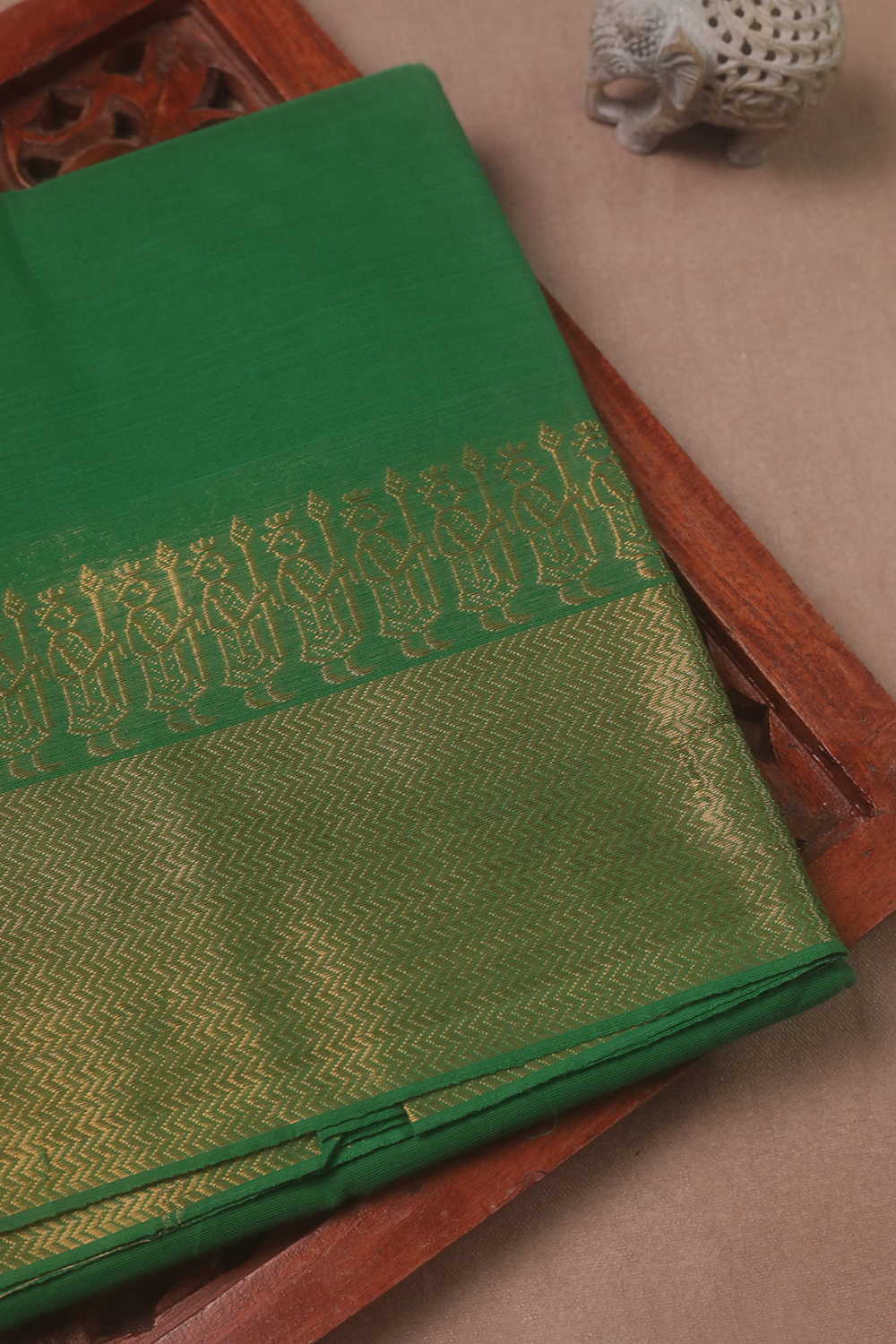 Zari Border with Green Kanchipuram Cotton saree