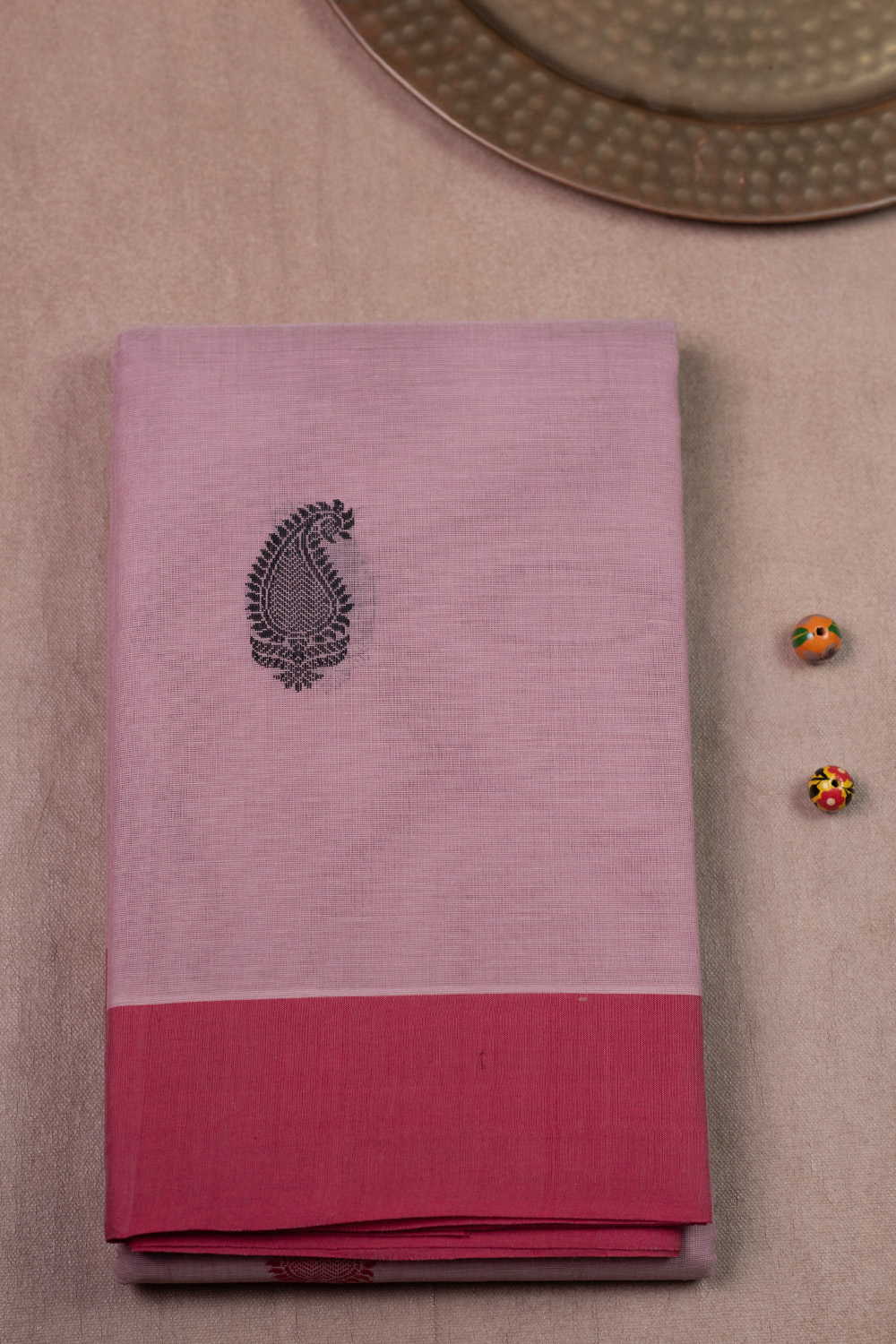 Paisely on Pink Kanchipuram Cotton saree