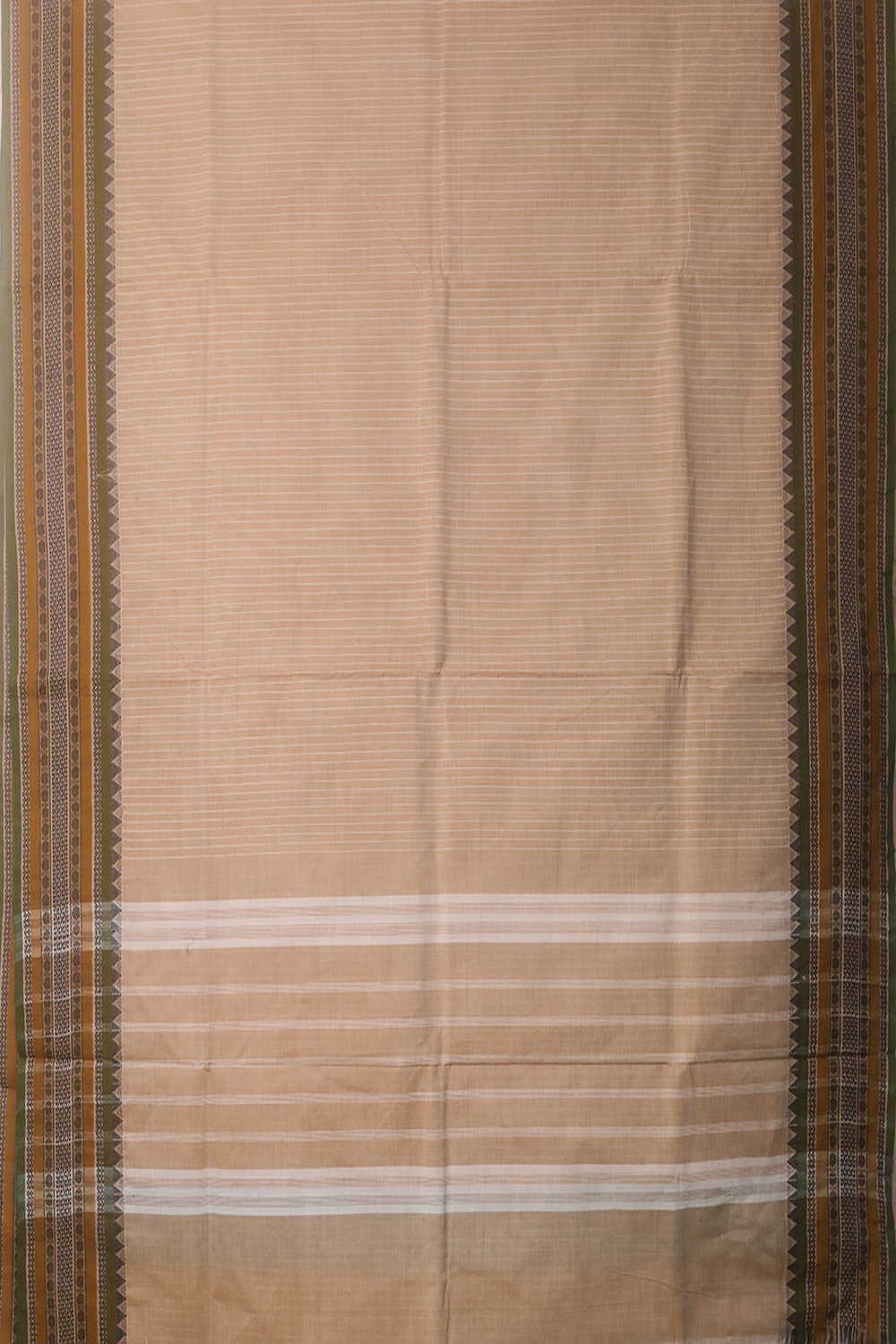 Cream Stripe Kanchipuram Cotton saree - Image 2