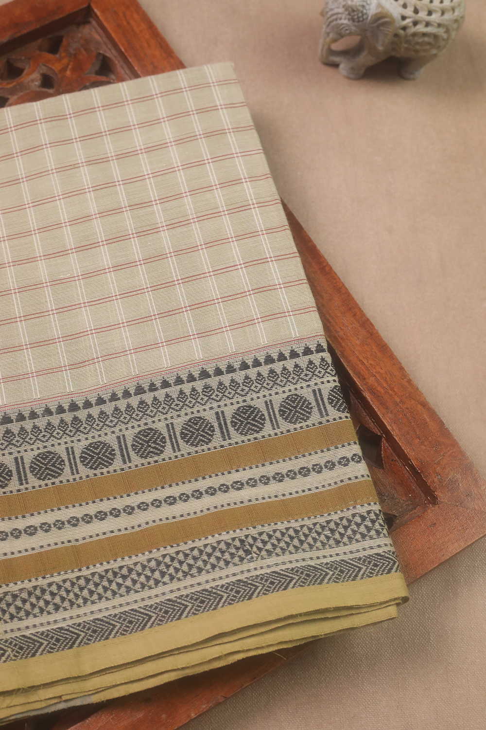 Checkered Pattern Kanchipuram Cotton saree
