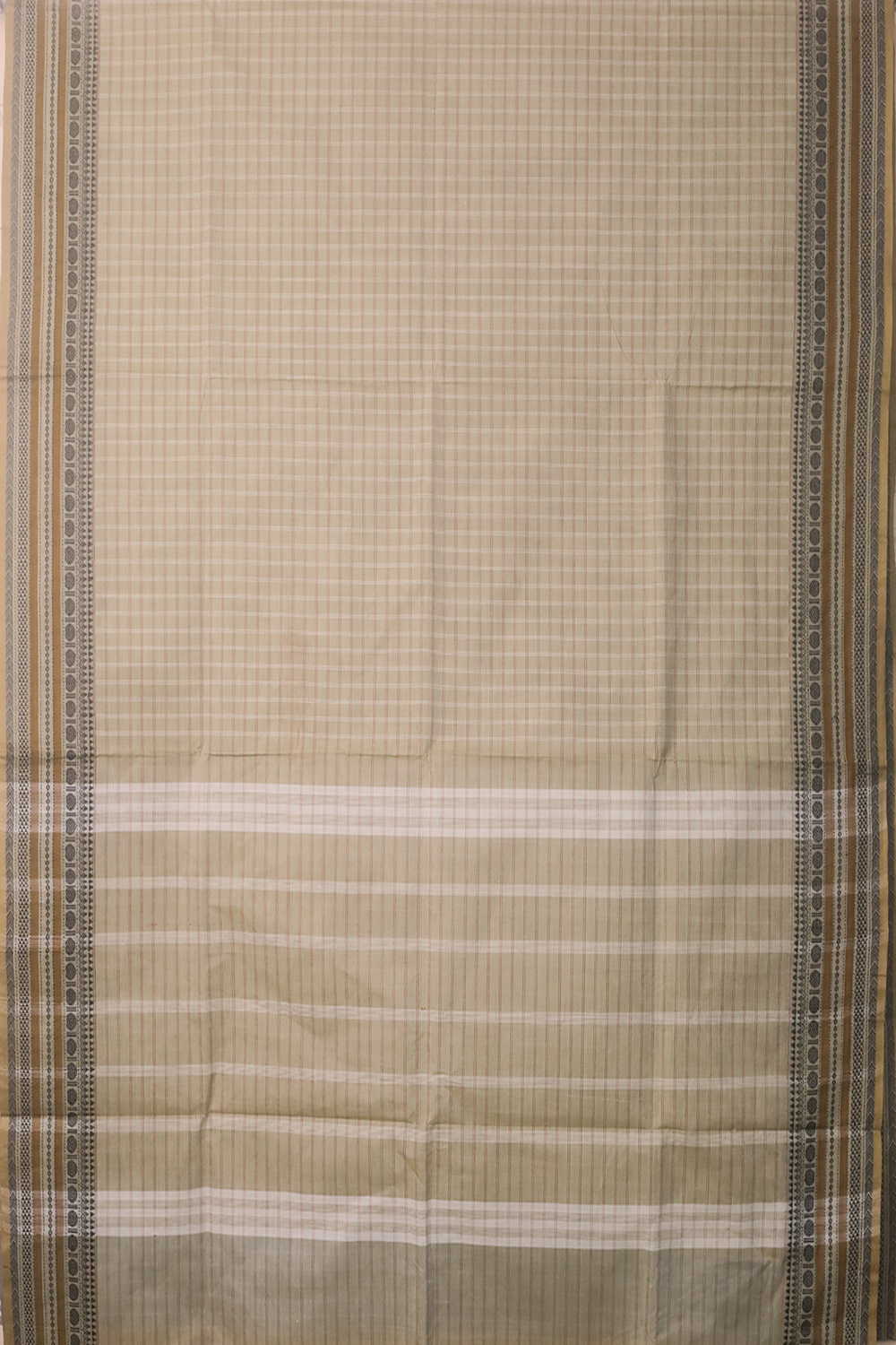 Checkered Pattern Kanchipuram Cotton saree - Image 2