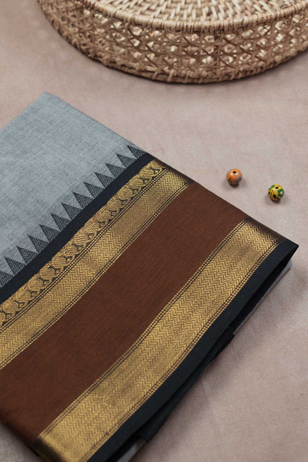 Pewter Grey Kanchipuram Cotton saree