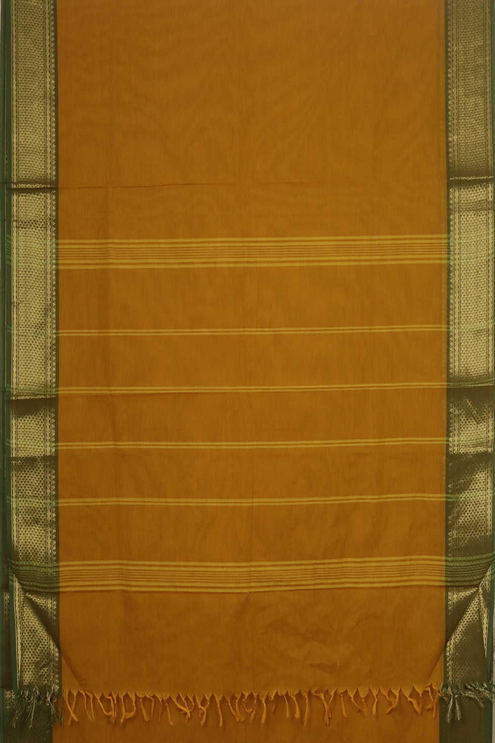Traditional Yellow - Zari Border Kanchipuram Cotton saree - Image 3