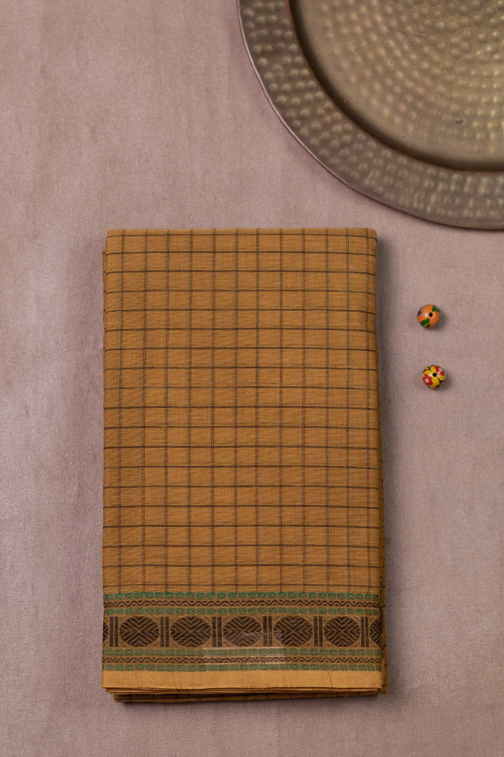 Checks on Yellow Kanchipuram Cotton saree