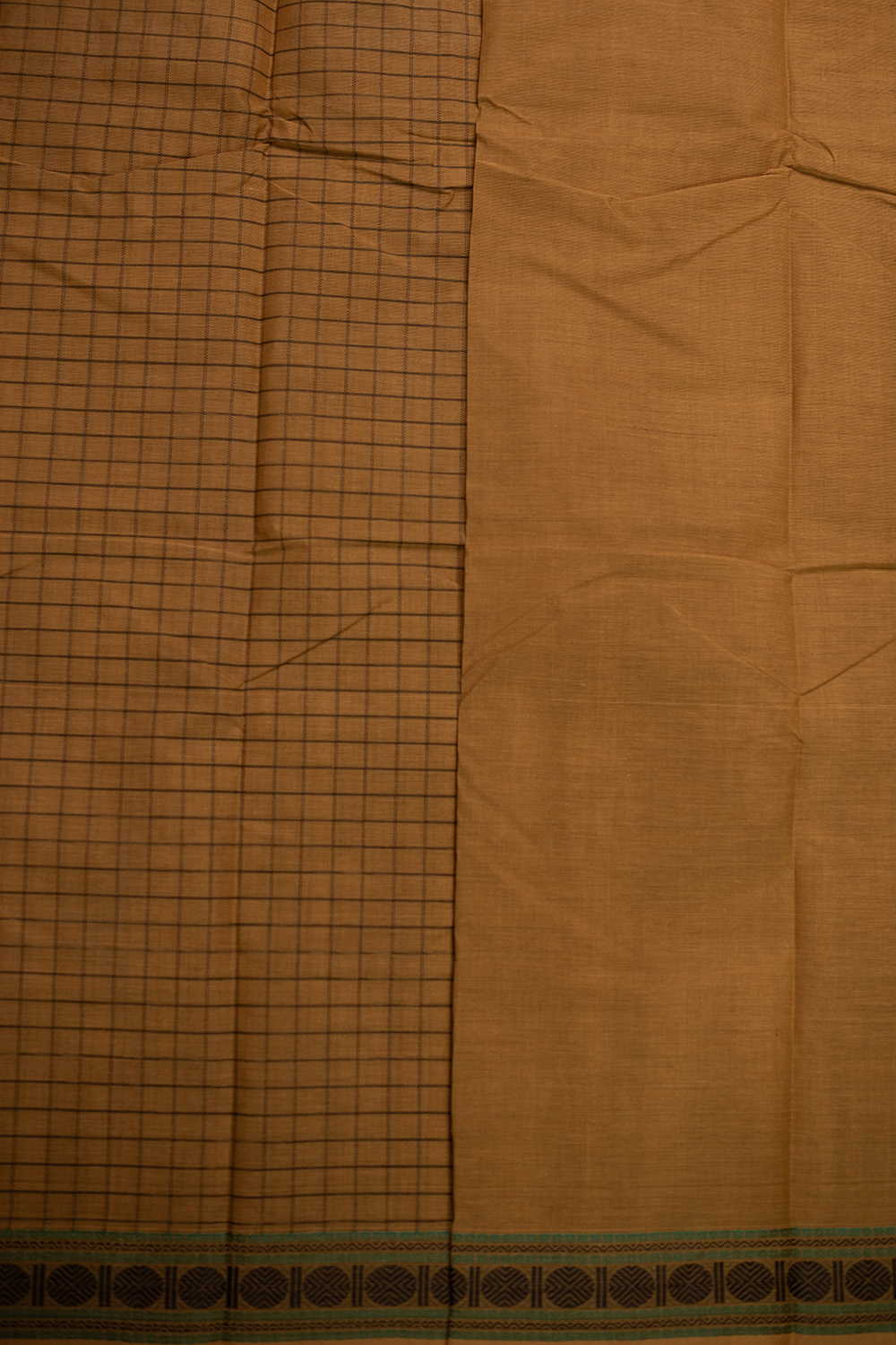 Checks on Yellow Kanchipuram Cotton saree - Image 4