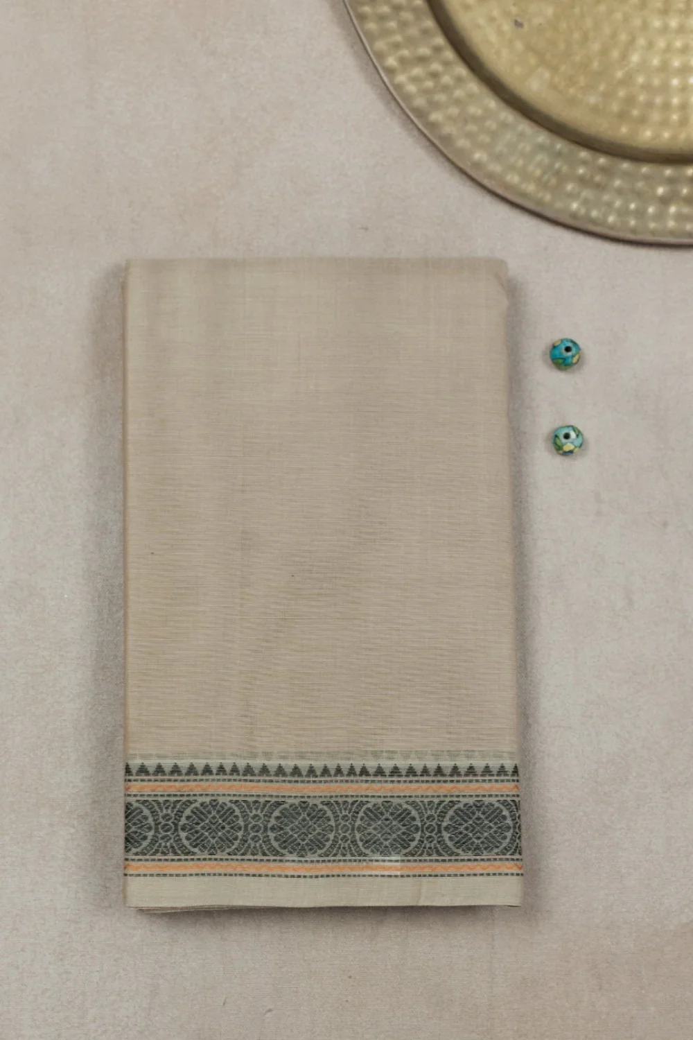 Baby Beige Kanchipuram Cotton saree