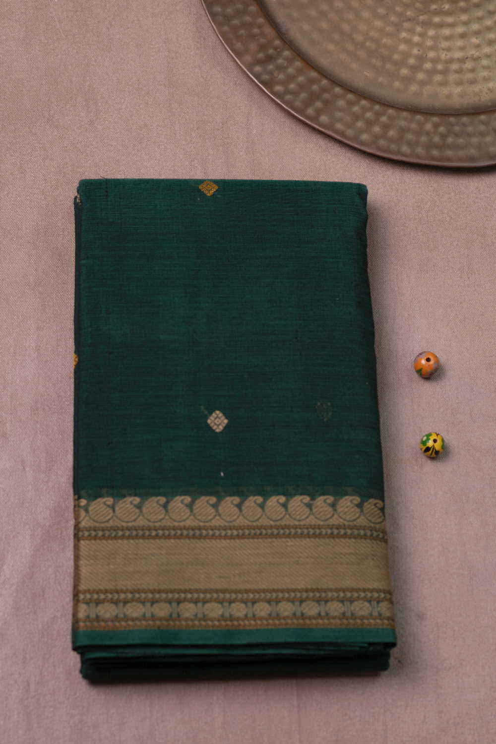 Bottle Green Kanchipuram Cotton saree