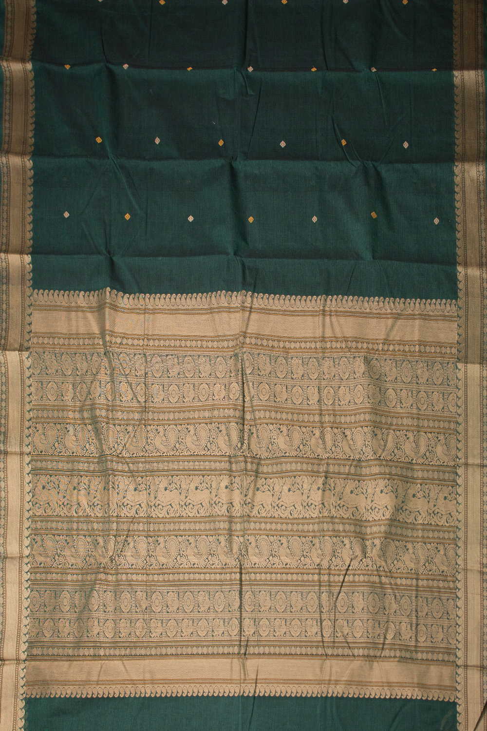 Bottle Green Kanchipuram Cotton saree - Image 2