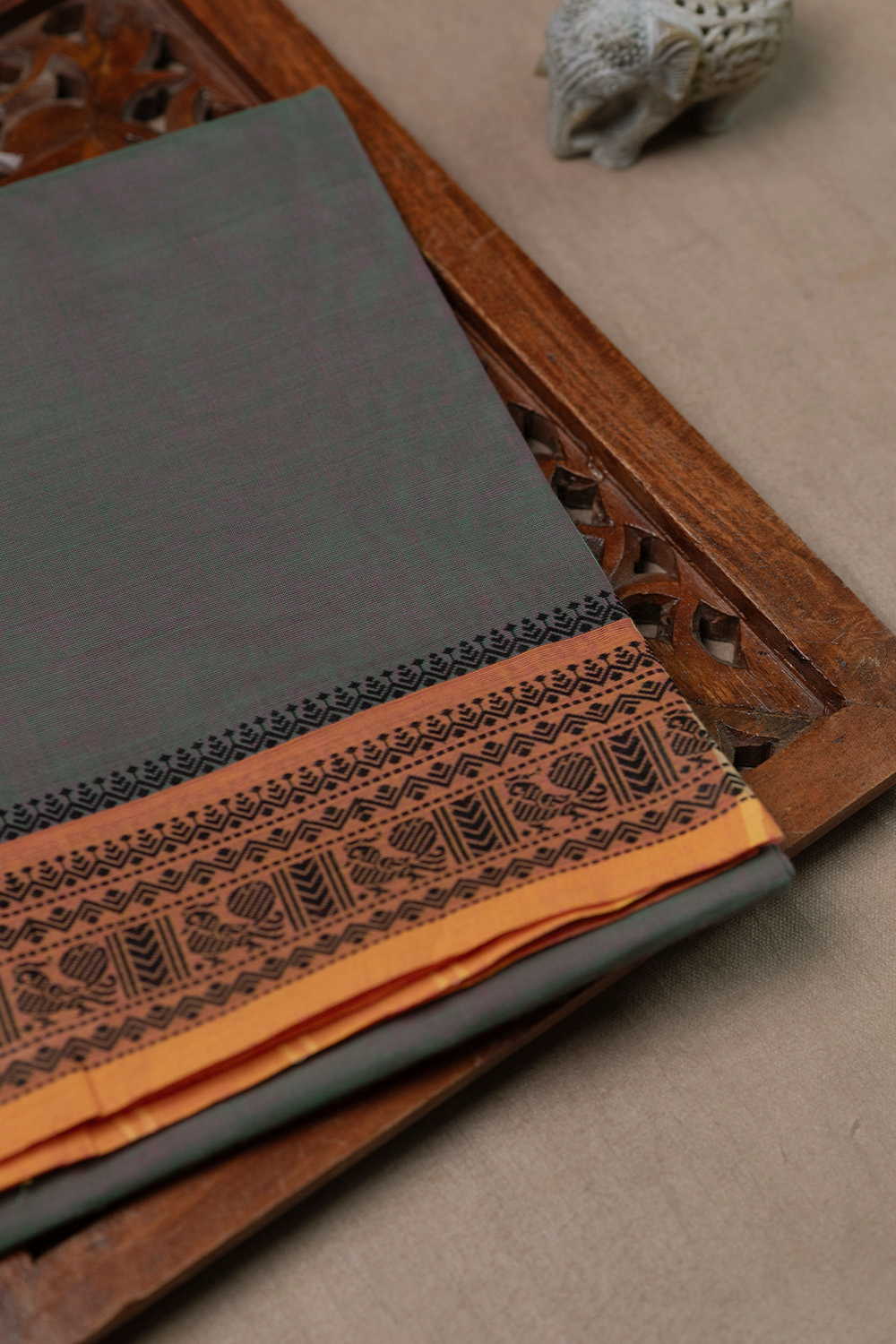 Twin Shaded Green with Purple Kanchipuram Cotton saree