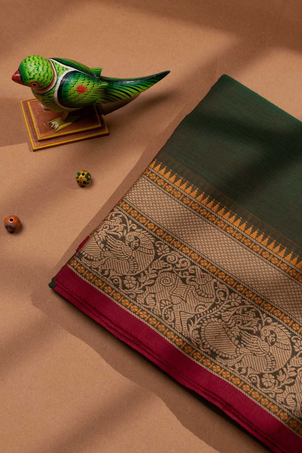 Dual Shaded Green - 9 Yards Kanchipuram Cotton saree