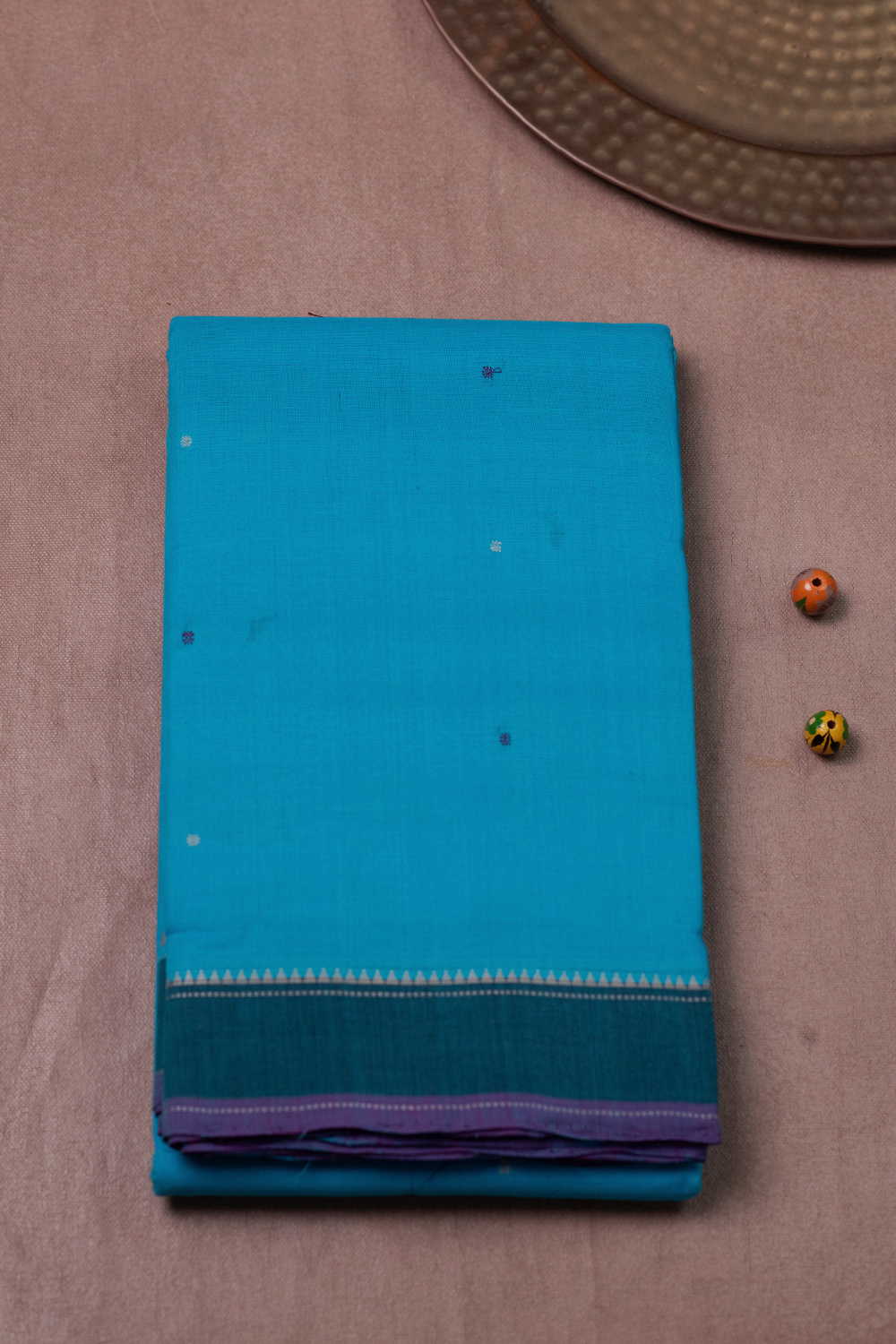 Azure Blue Kanchipuram Cotton saree