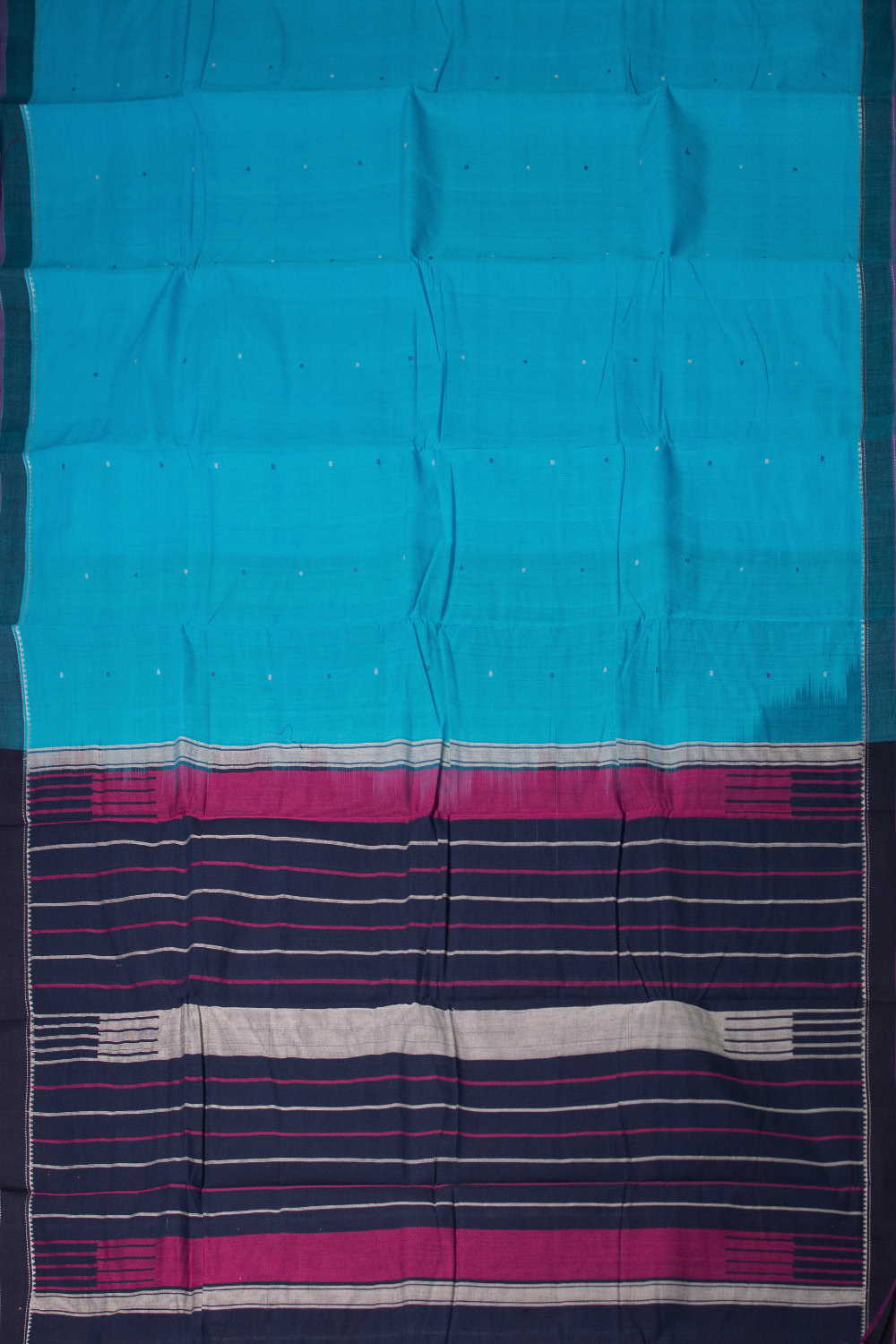 Azure Blue Kanchipuram Cotton saree - Image 2