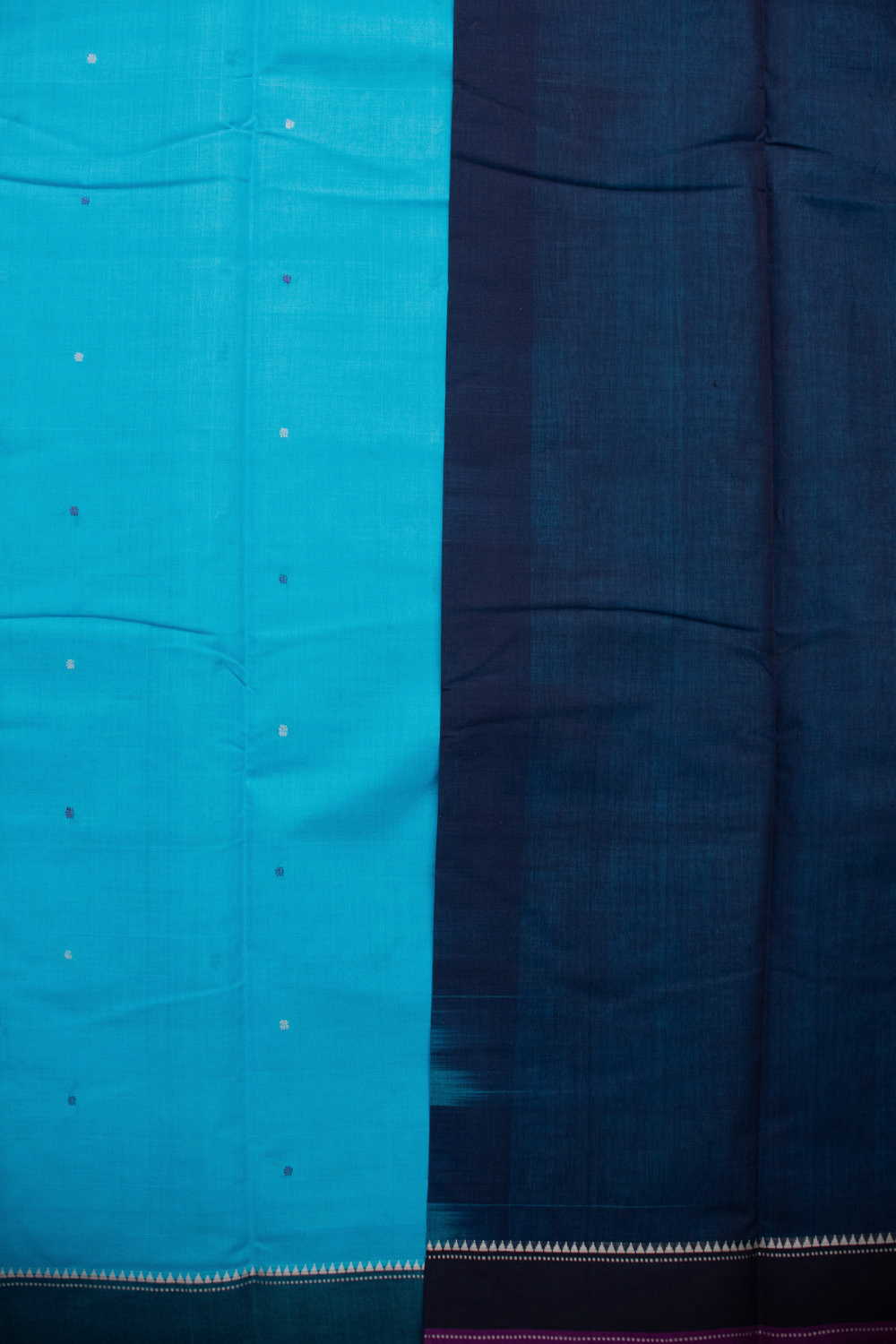 Azure Blue Kanchipuram Cotton saree - Image 4