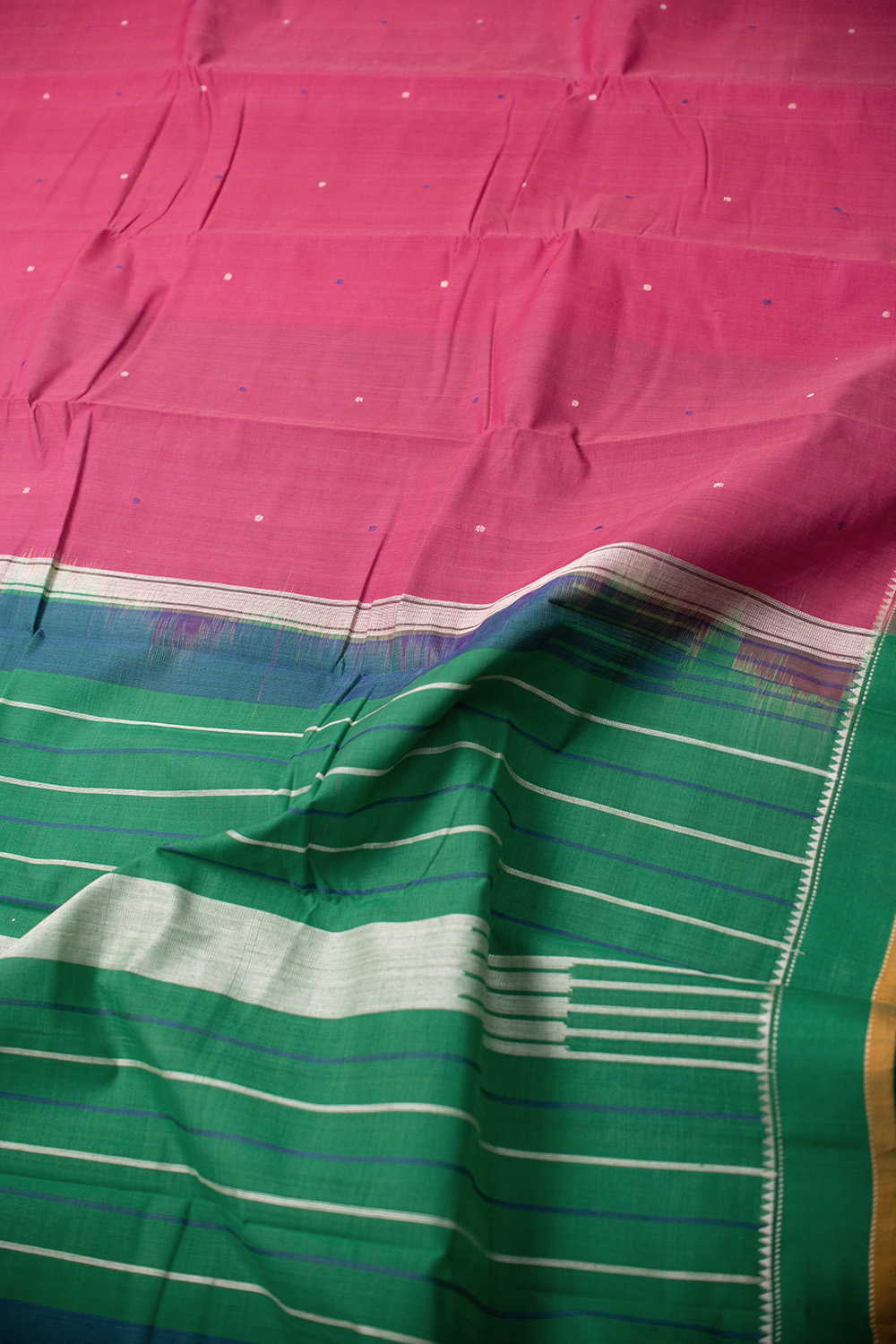 Shade of Pink Kanchipuram Cotton saree - Image 3