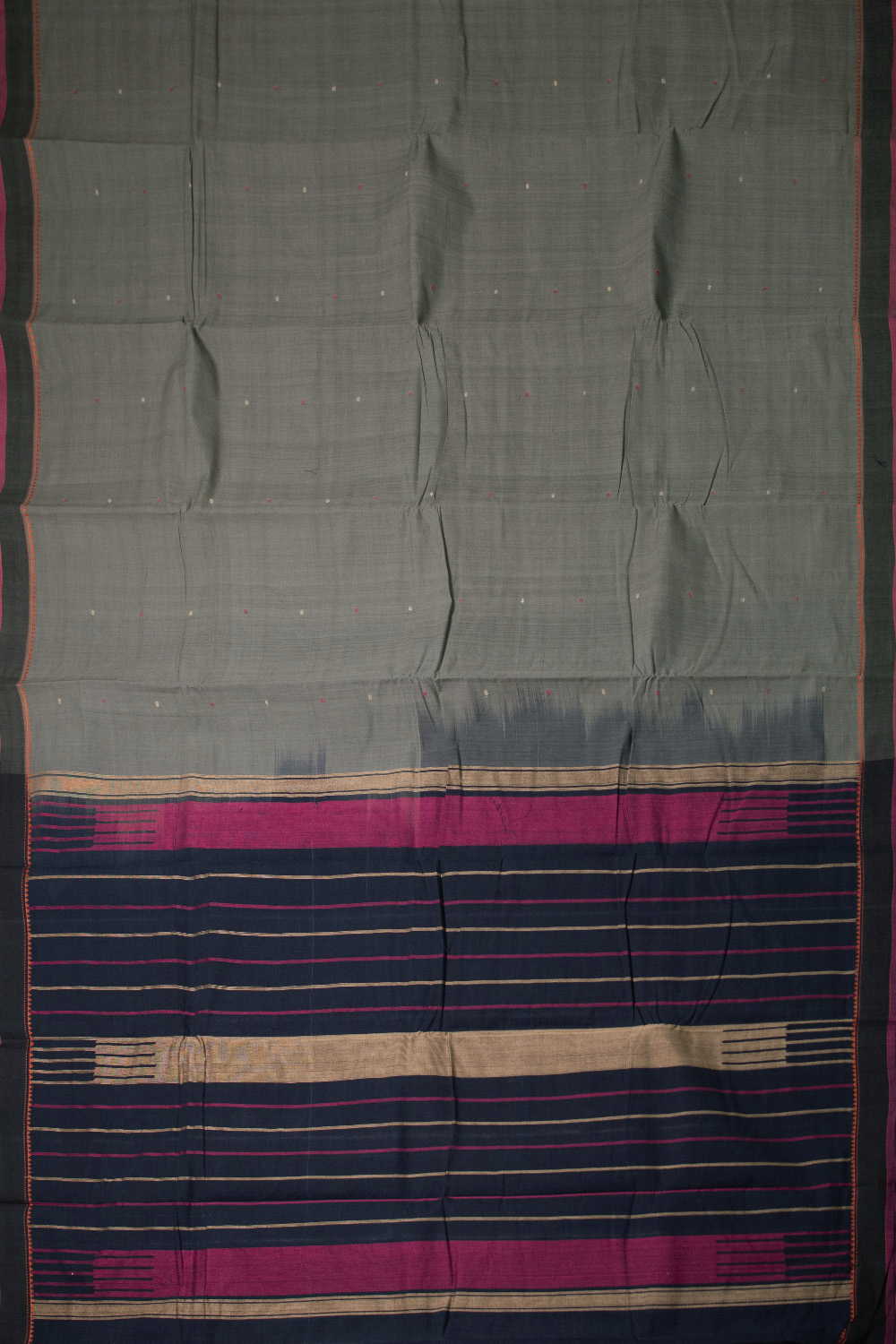 Grey Shaded Kanchipuram Cotton saree - Image 2