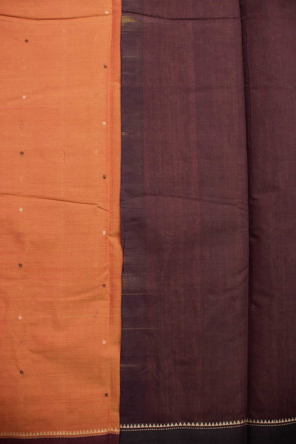 Dual Shaded Orange Kanchipuram Cotton saree - Image 4