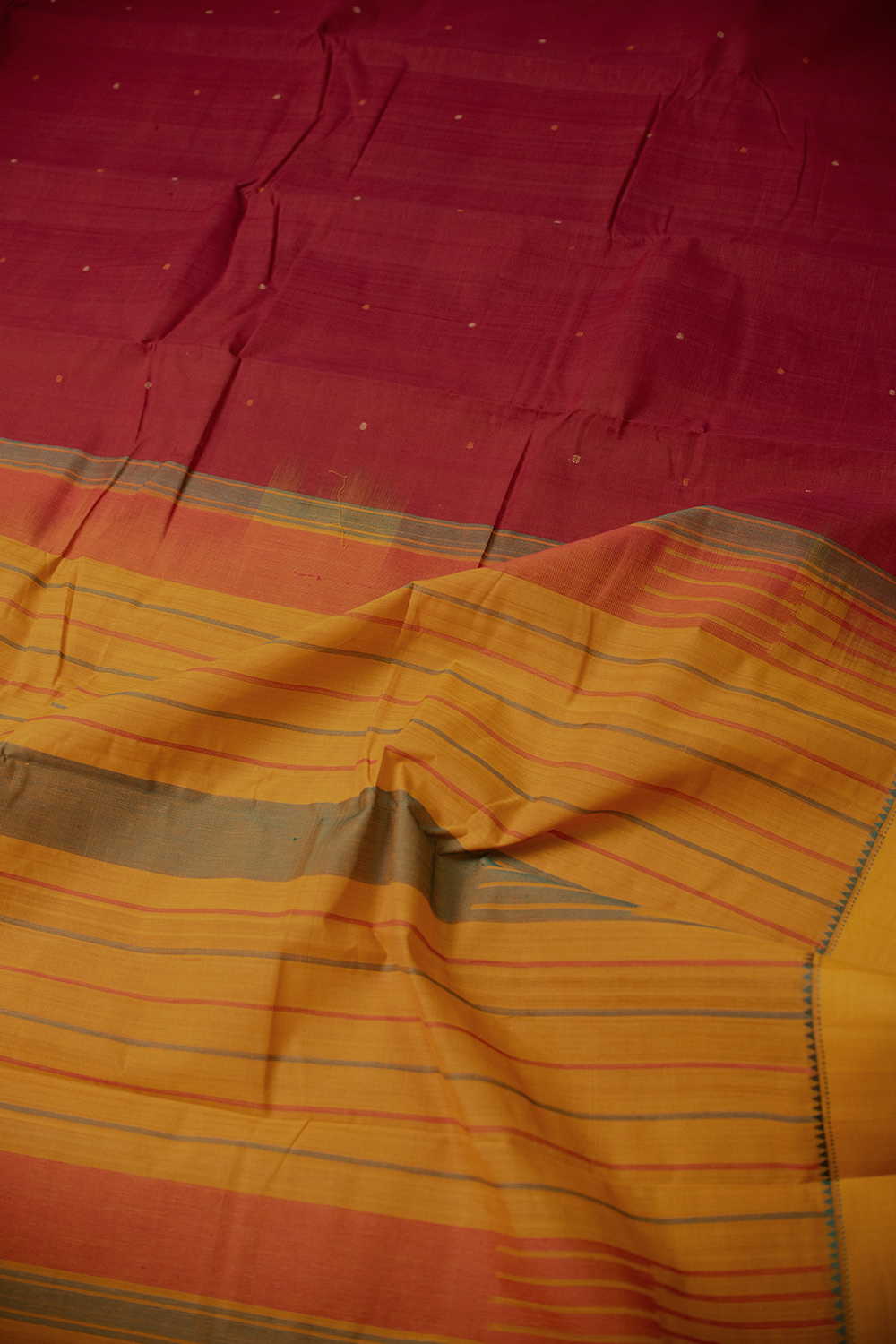 Maroon Kanchipuram Cotton saree - Image 3