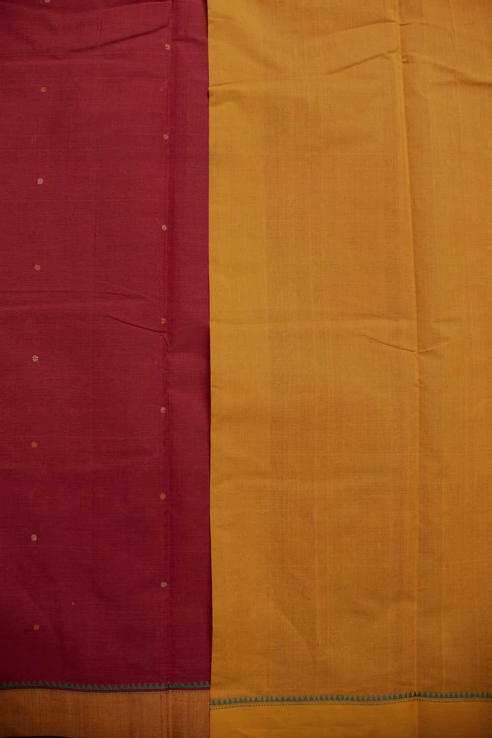 Maroon Kanchipuram Cotton saree - Image 4