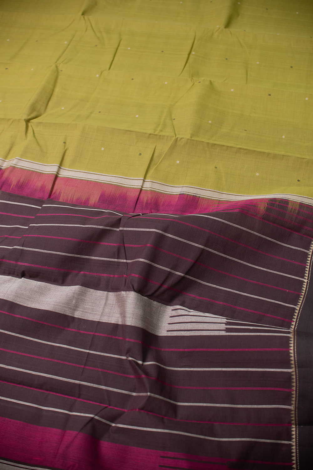 Leaf Green Kanchipuram Cotton saree - Image 3
