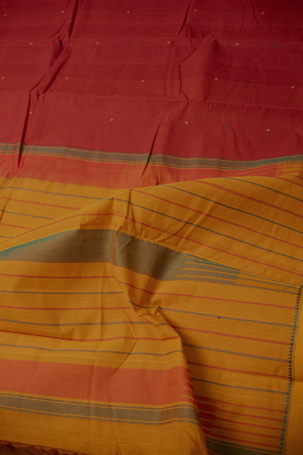 Burnt Maroon Kanchipuram Cotton saree - Image 3
