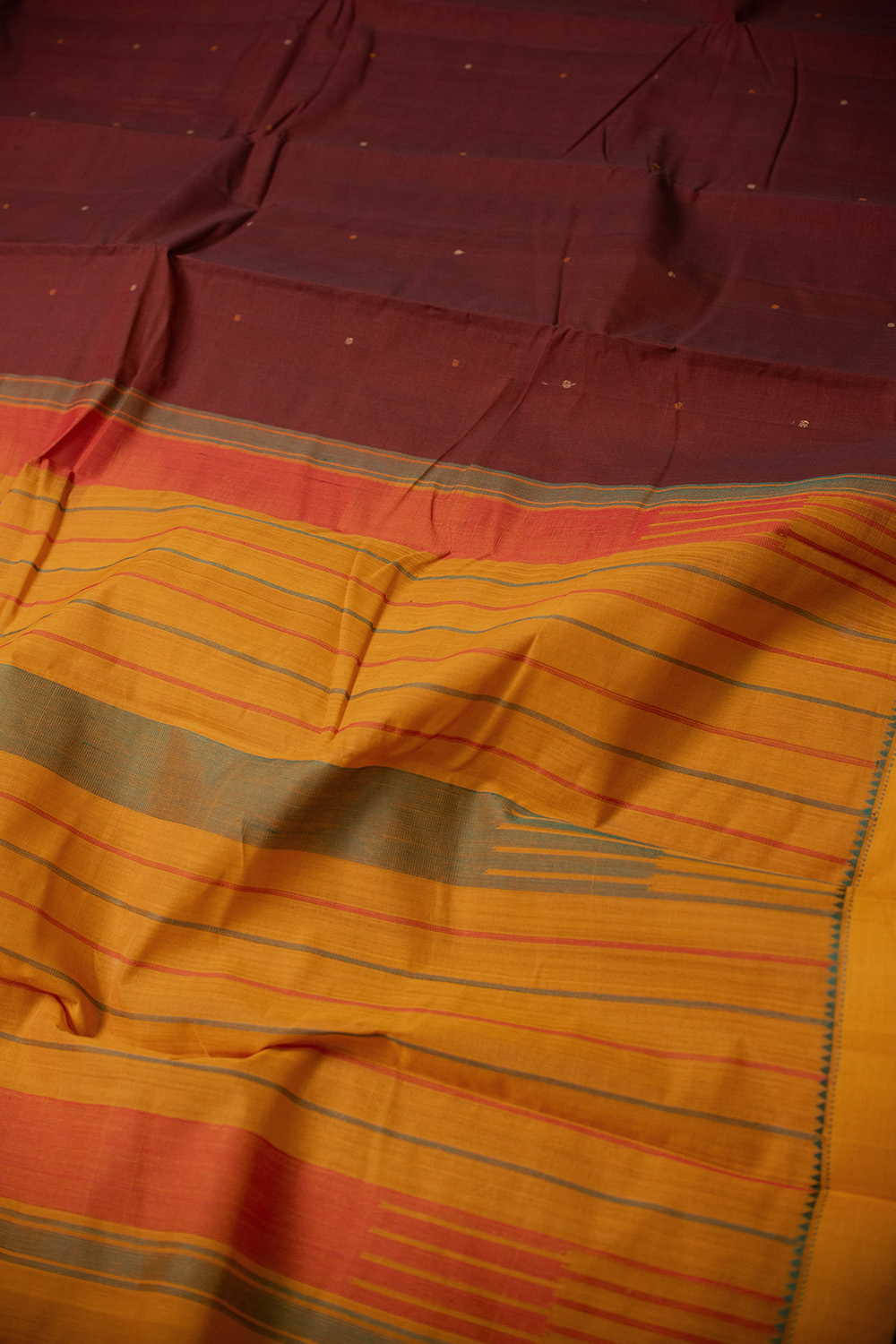 Brown Shaded Kanchipuram Cotton saree - Image 3
