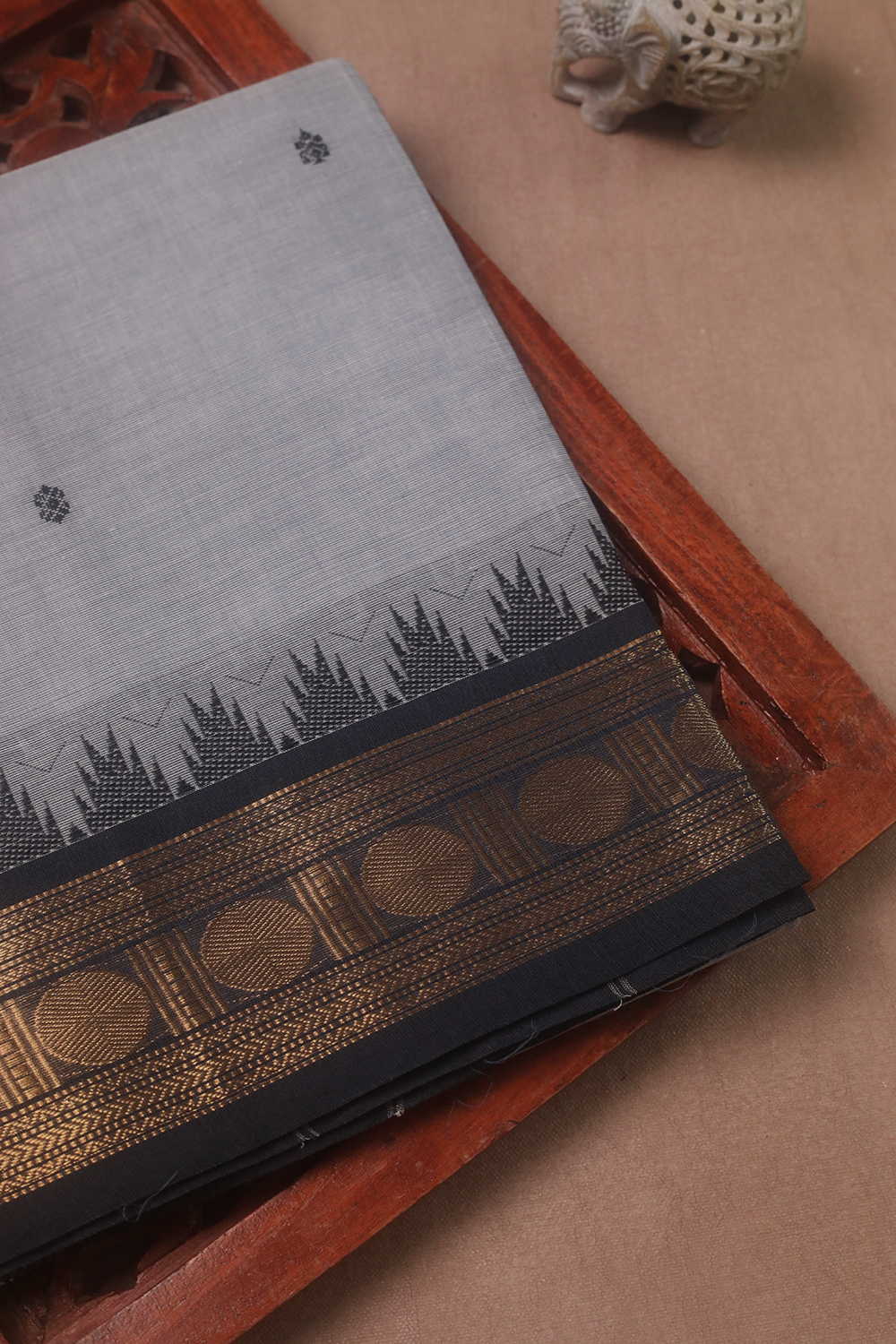 Bluish Grey Kanchipuram Cotton saree