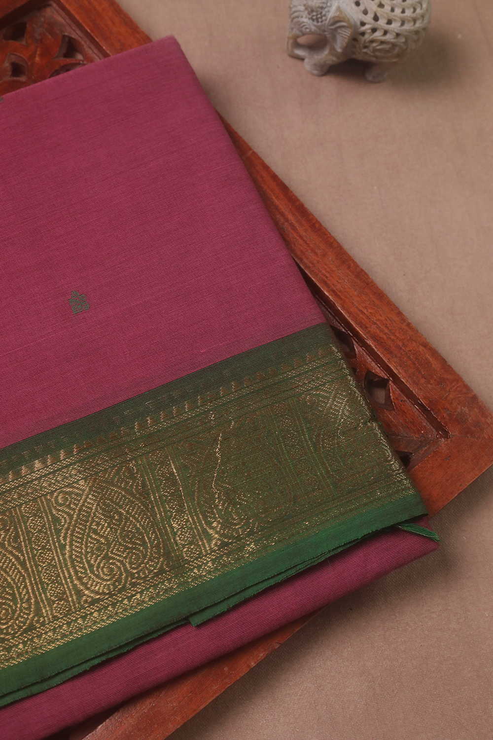 Green Border with Pink Kanchipuram Cotton saree
