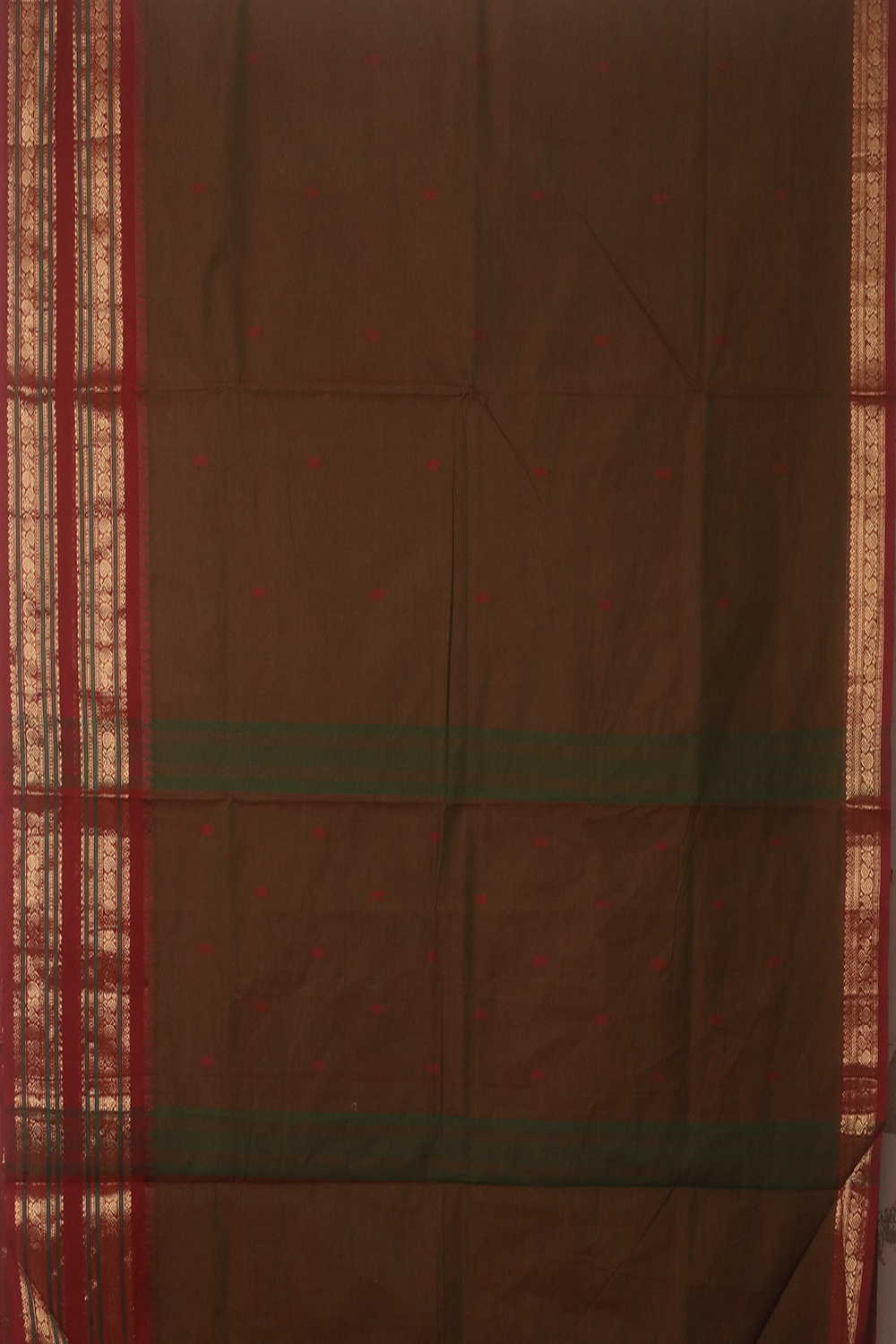 Dual Shaded Brown Kanchipuram Cotton saree - Image 2