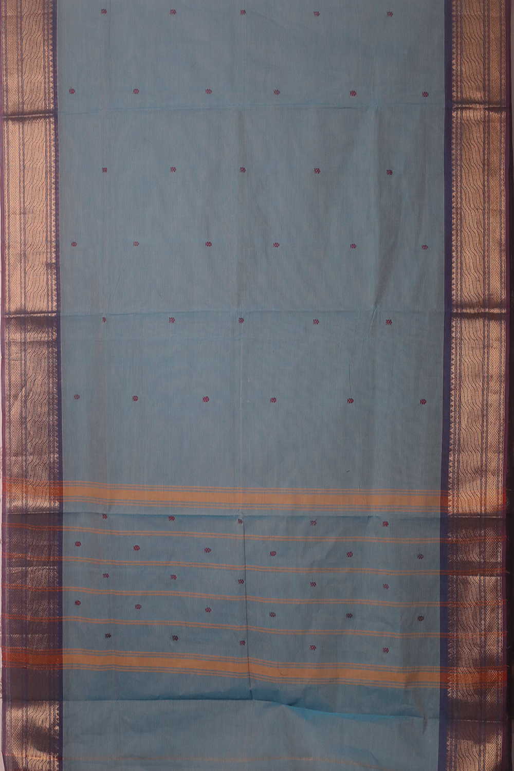 Twin Shaded Blue Kanchipuram Cotton saree - Image 2