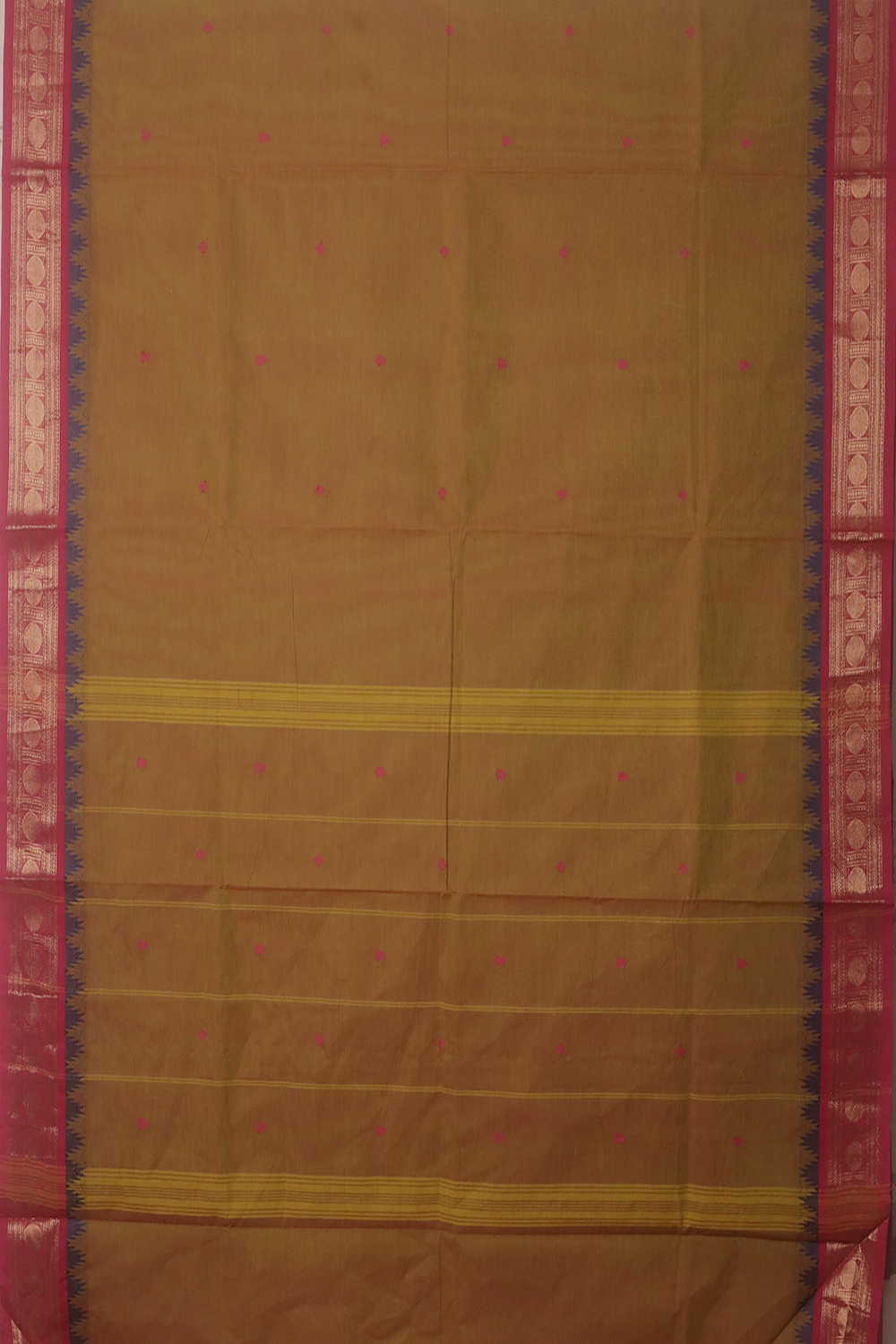 Twin Shaded Darker Yellow Kanchipuram Cotton saree - Image 2