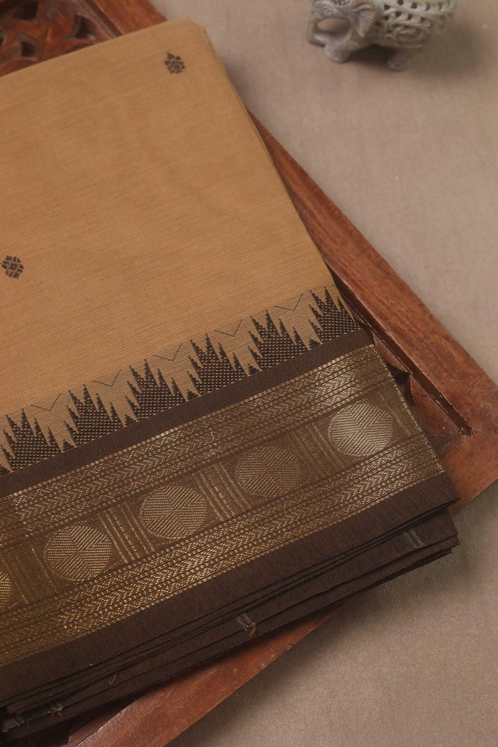 Darker Beige Kanchipuram Cotton saree