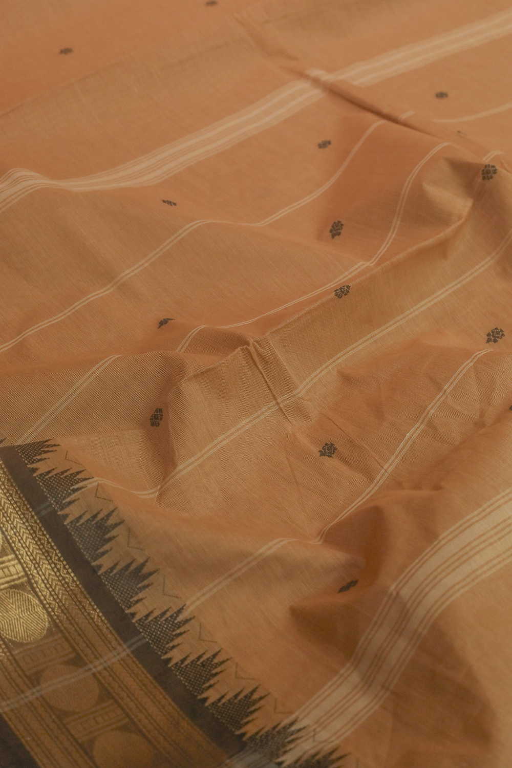 Darker Beige Kanchipuram Cotton saree - Image 3