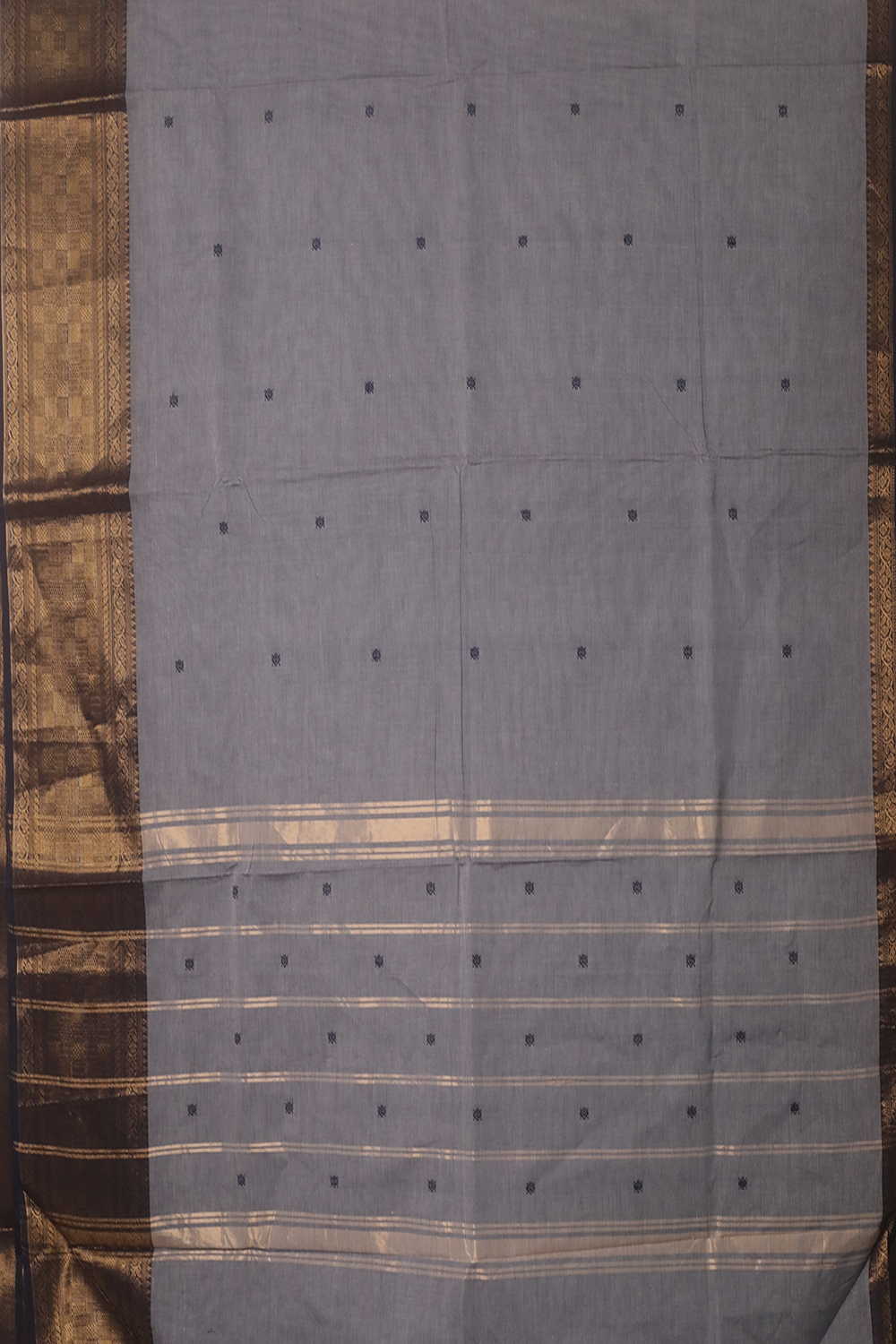 Creamy Blue Kanchipuram Cotton saree - Image 2