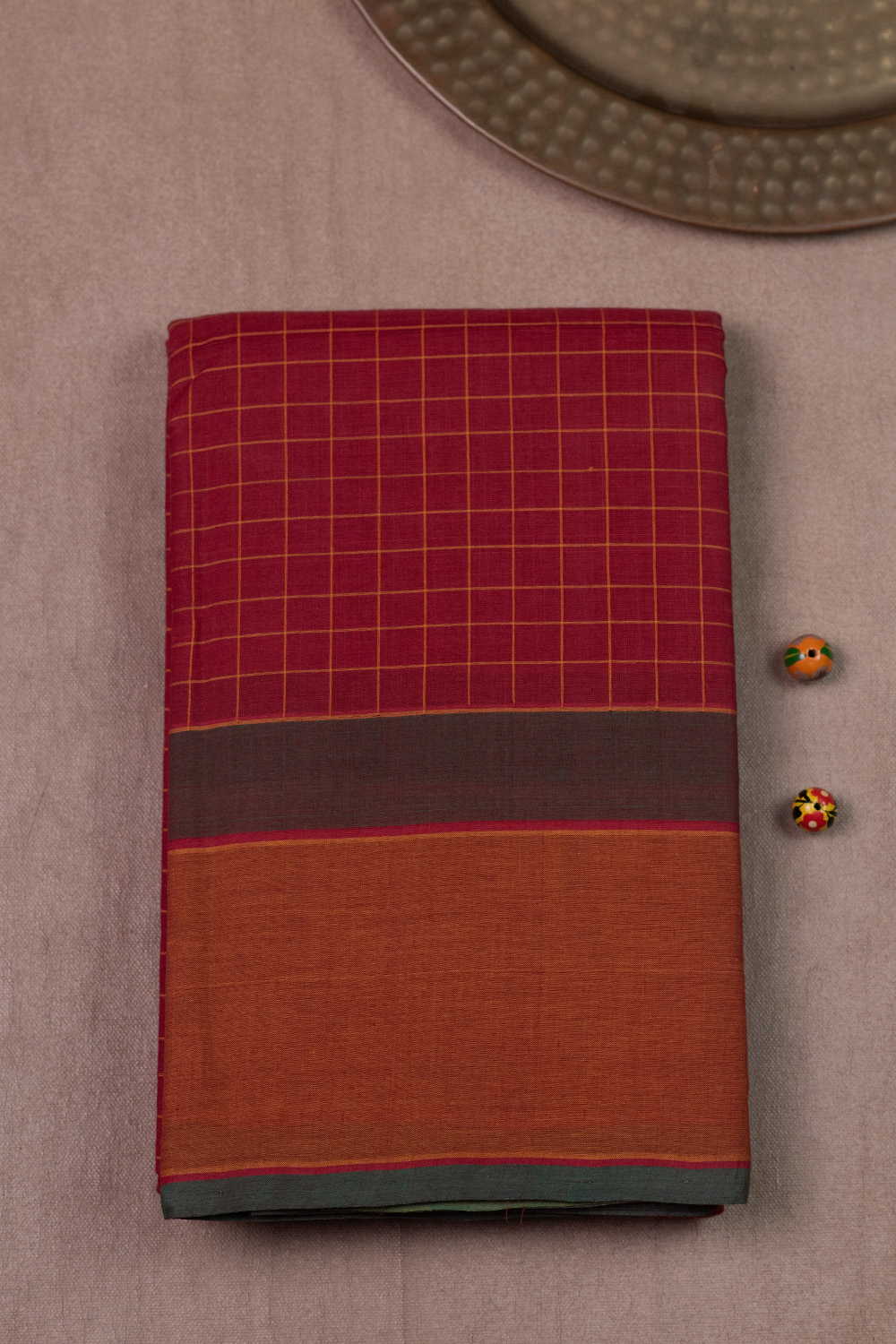 Checks with Maroon Kanchipuram Cotton saree