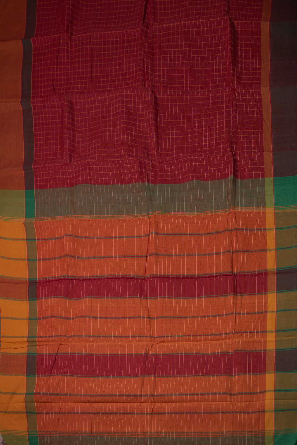 Checks with Maroon Kanchipuram Cotton saree - Image 2