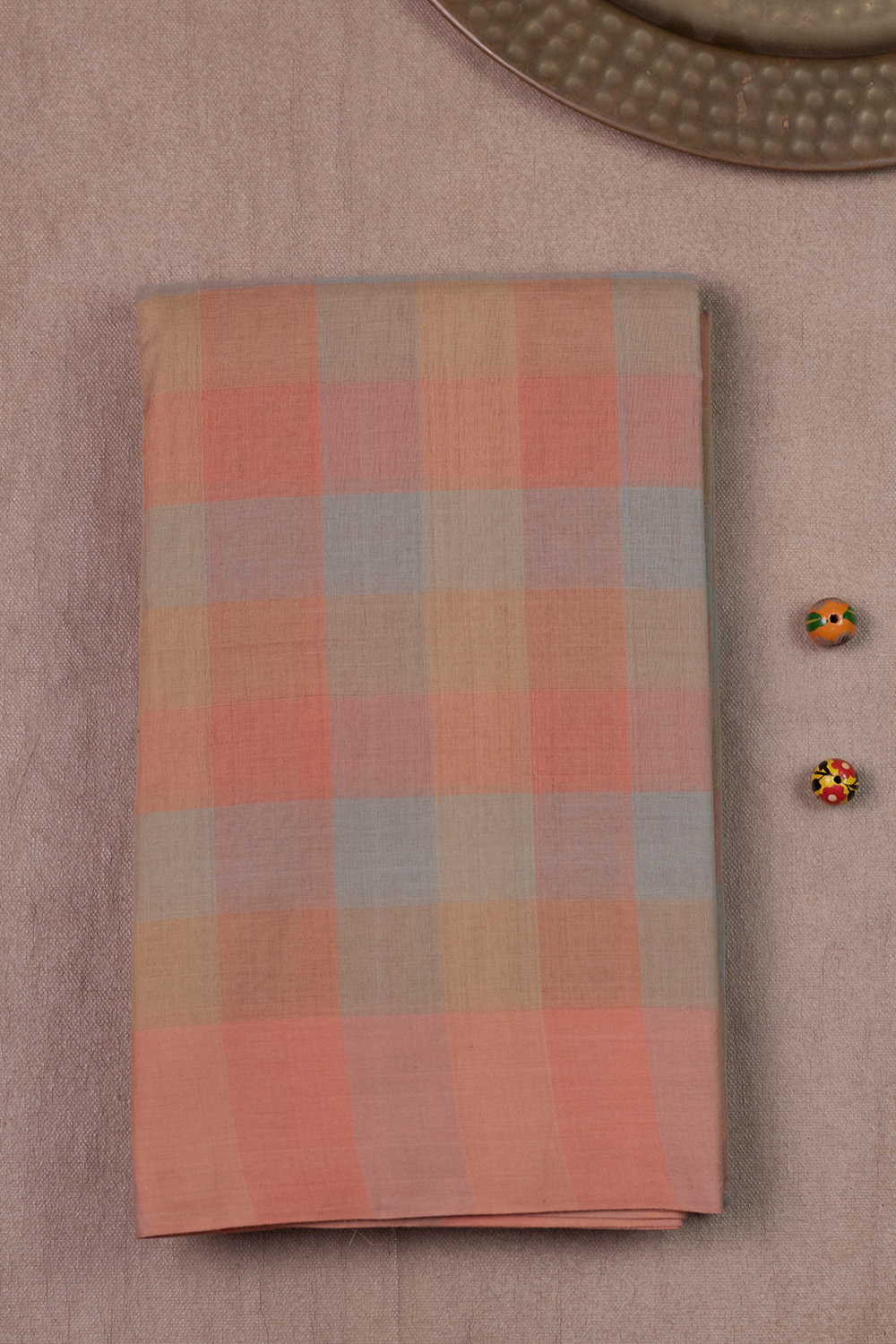 Checks with Pastel Shades Kanchipuram Cotton saree