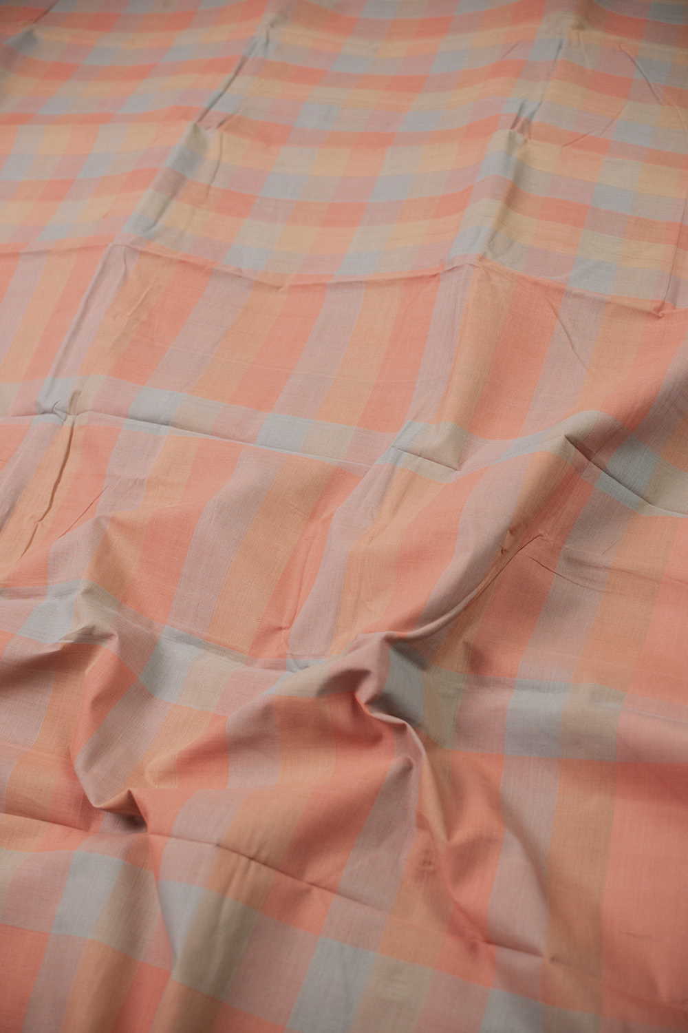 Checks with Pastel Shades Kanchipuram Cotton saree - Image 3