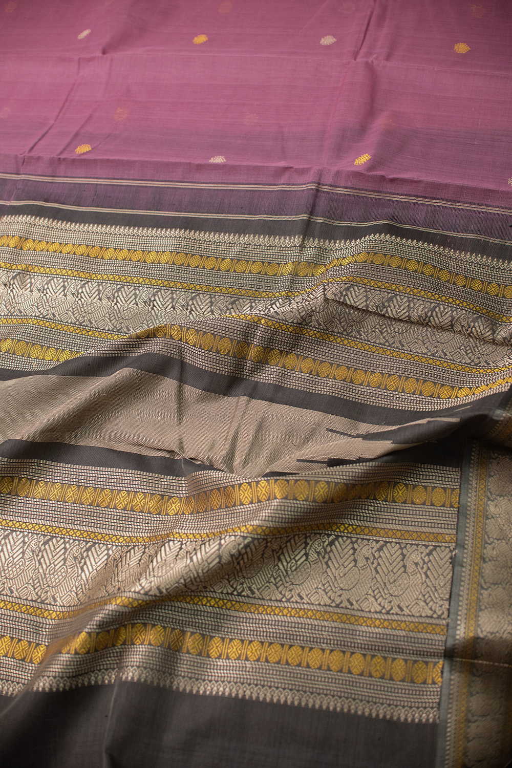 Shade of Onion Pink Kanchipuram Cotton saree - Image 3