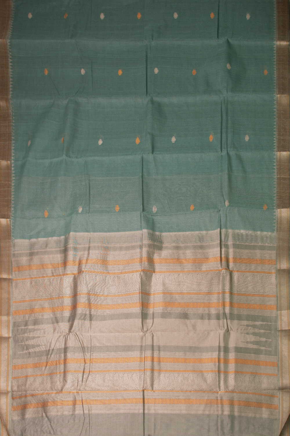 Seafoam Teal Kanchipuram Cotton saree - Image 2