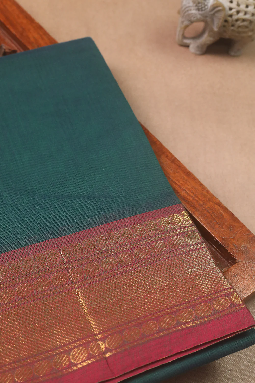 Green with Zari Border Kanchipuram Cotton saree