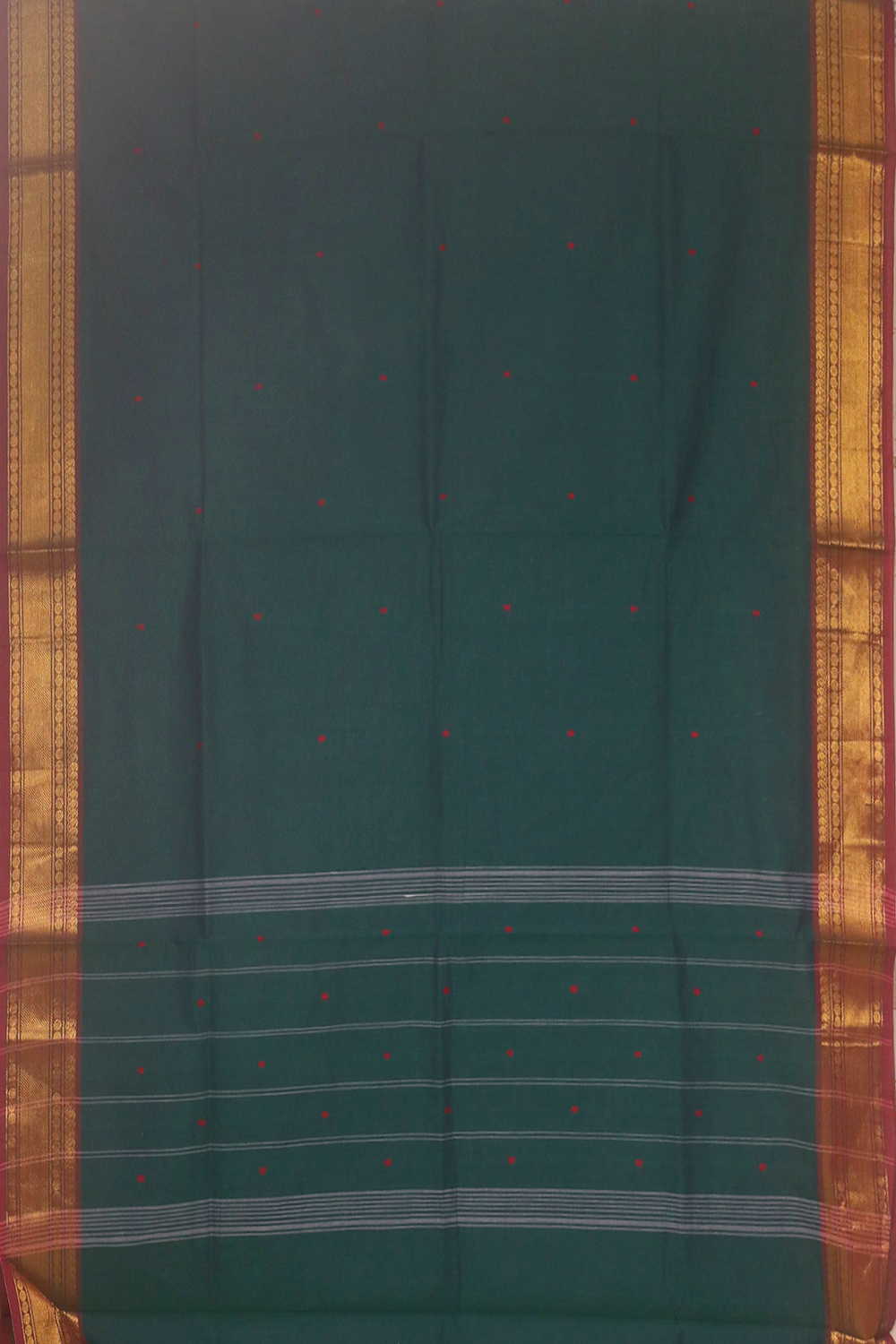 Green with Zari Border Kanchipuram Cotton saree - Image 2