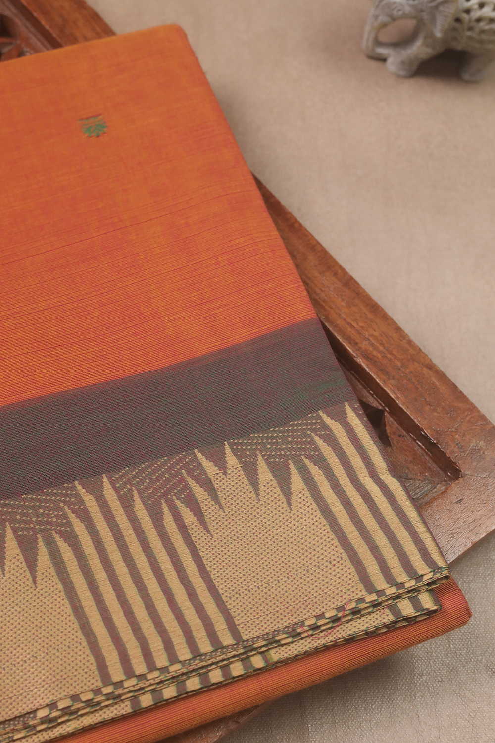 Orange with Thread Border Kanchipuram Cotton saree