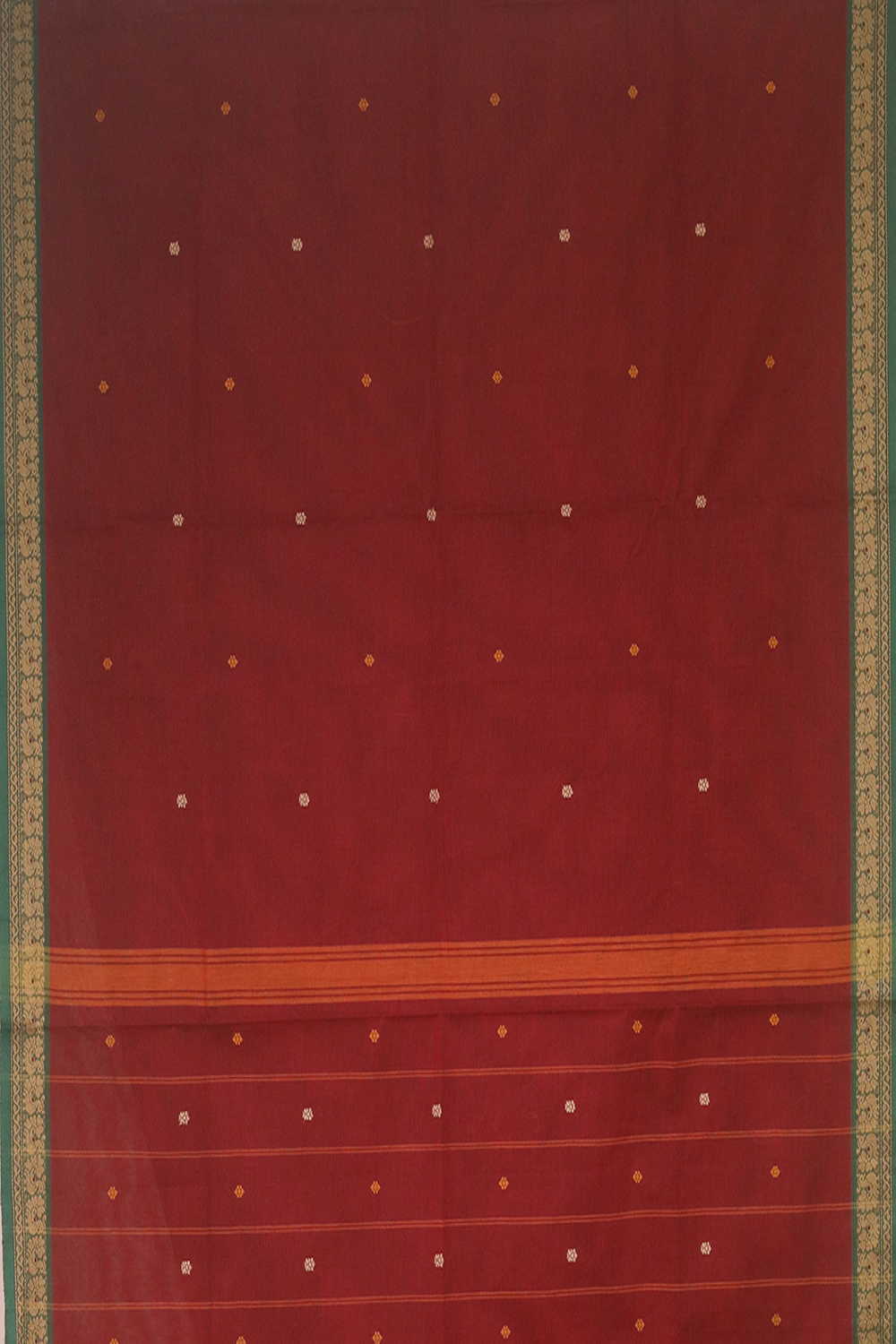 Maroon with Peacock Border Kanchipuram Cotton saree - Image 2