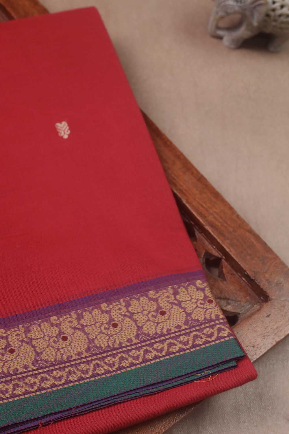Red with Thread Buttas Kanchipuram Cotton saree