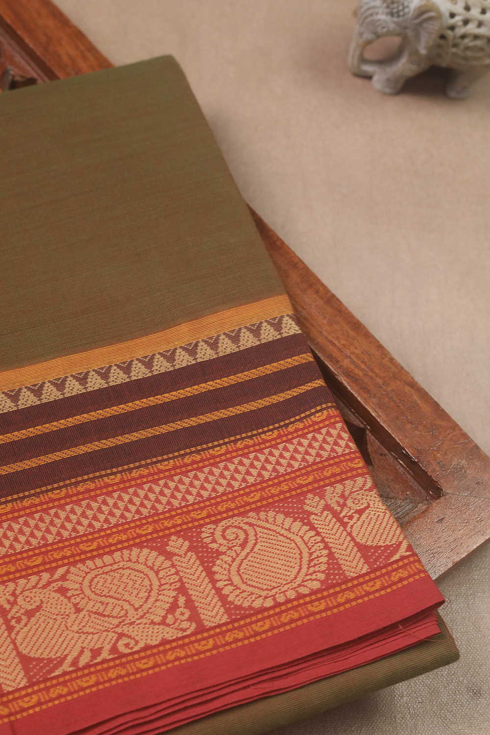 Dual Shaded Green Kanchipuram Cotton saree