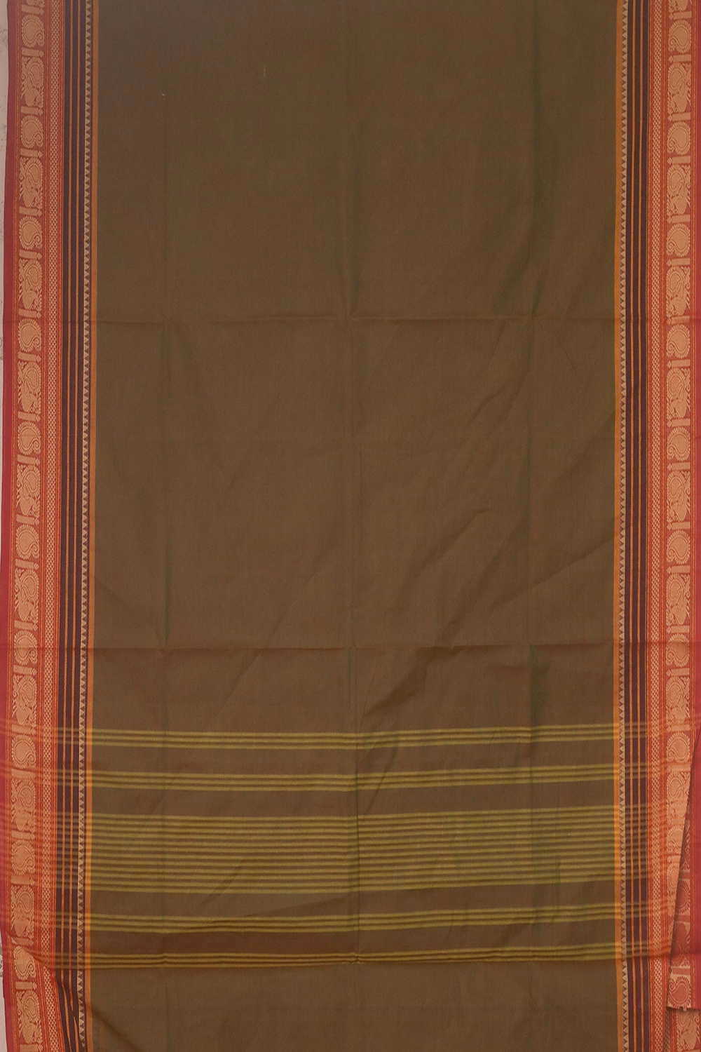 Dual Shaded Green Kanchipuram Cotton saree - Image 2