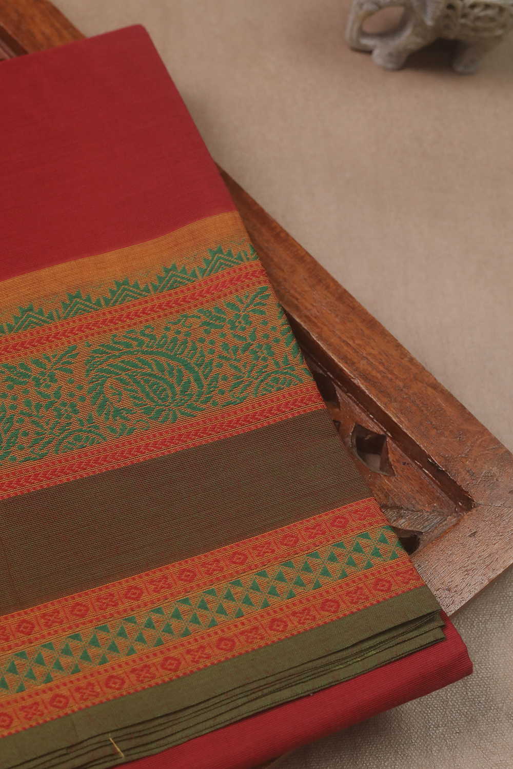 Deep Red Kanchipuram Cotton saree
