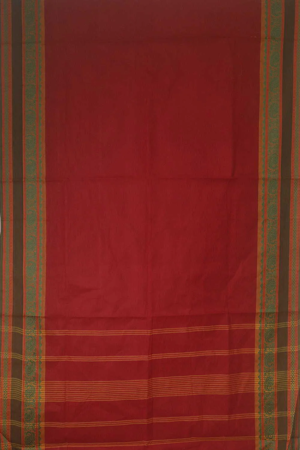 Deep Red Kanchipuram Cotton saree - Image 2