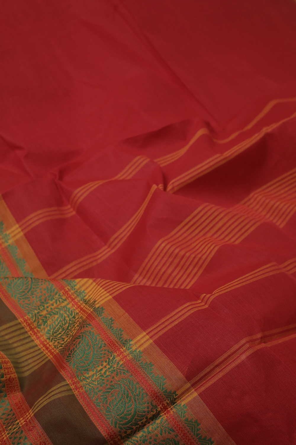 Deep Red Kanchipuram Cotton saree - Image 3